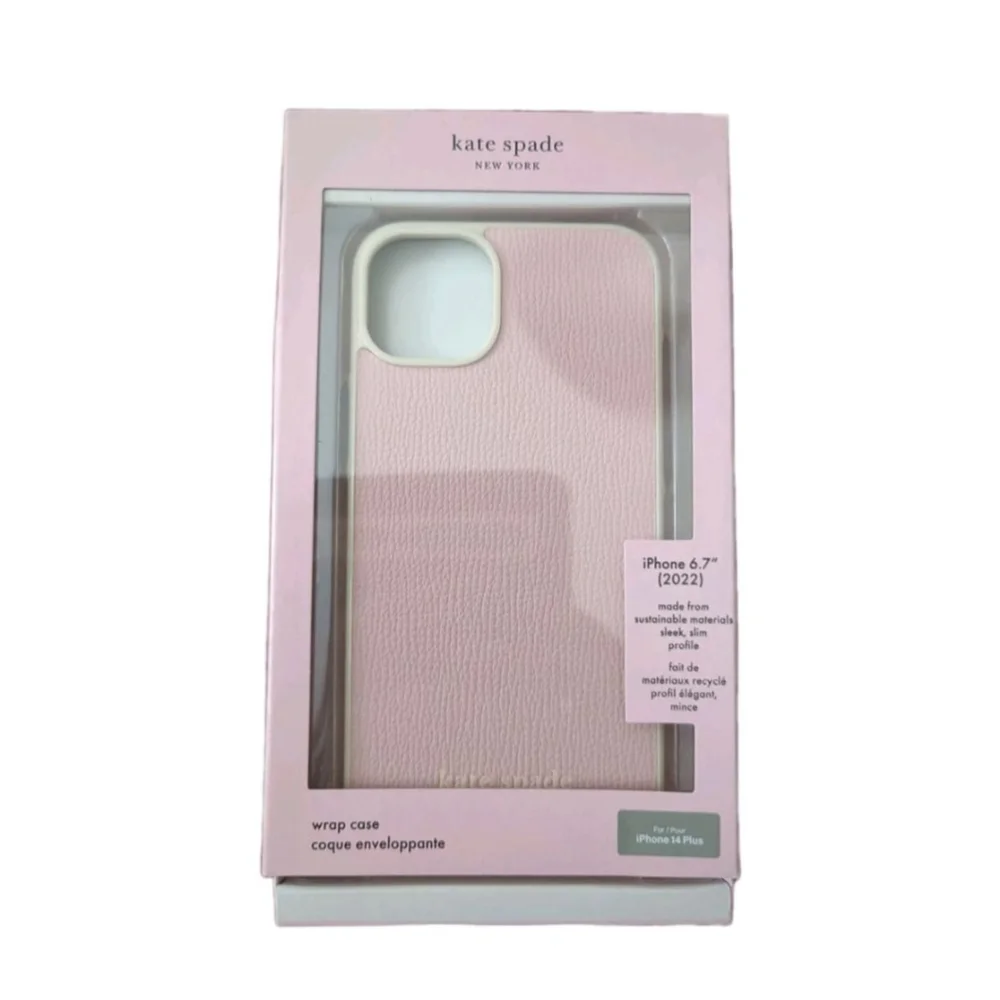 Kate Spade iPhone 14 Plus Phone Case Pink White iPhone Wrap Case